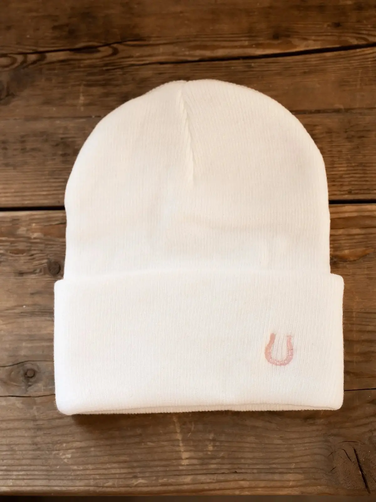 Pink Horseshoe Beanie (White) 1