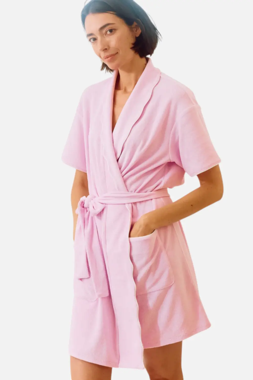 Weezie Scallop Short Robe In Hyacinth 1