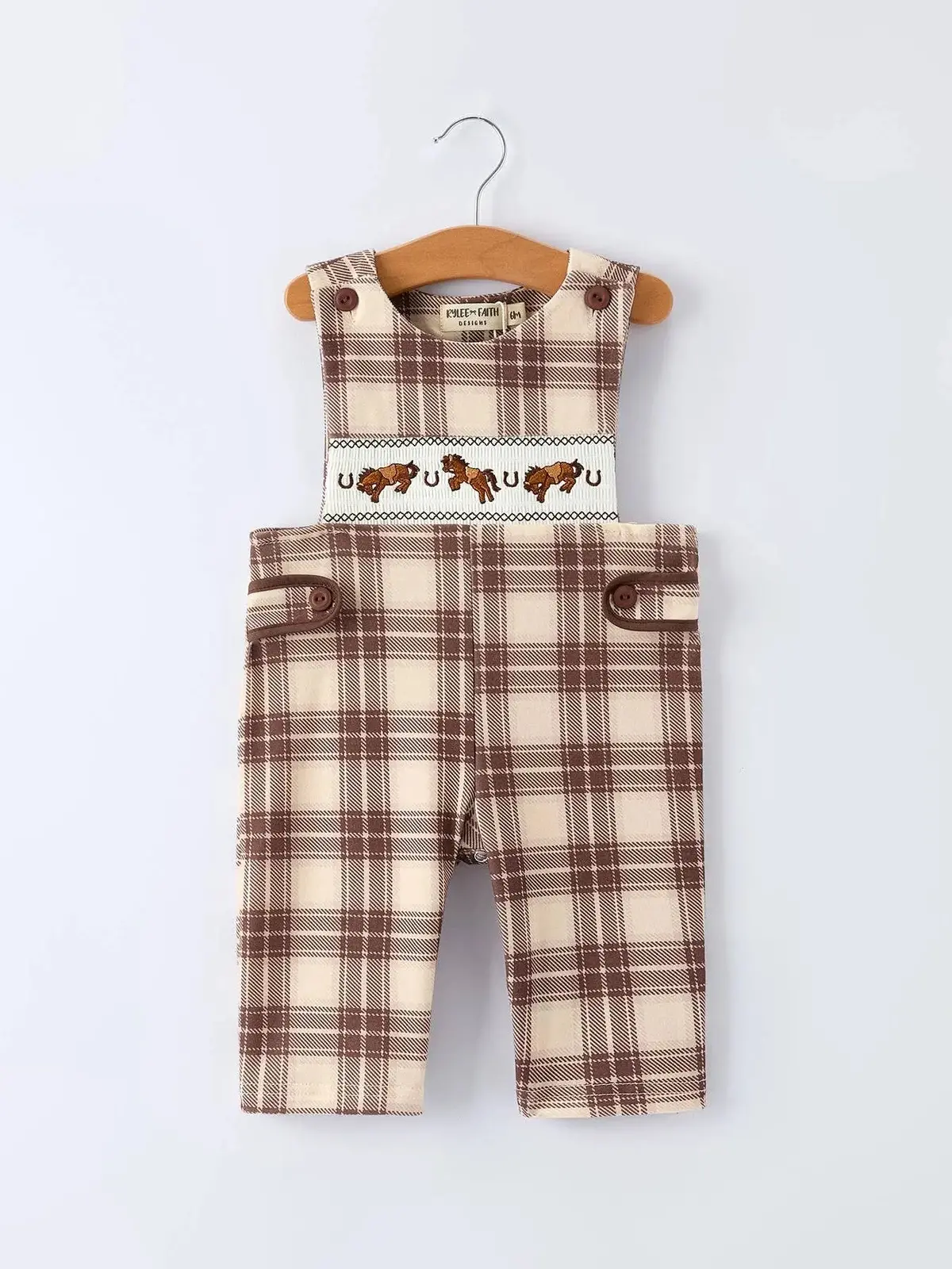 Plaid Horse Baby Boy Romper 1
