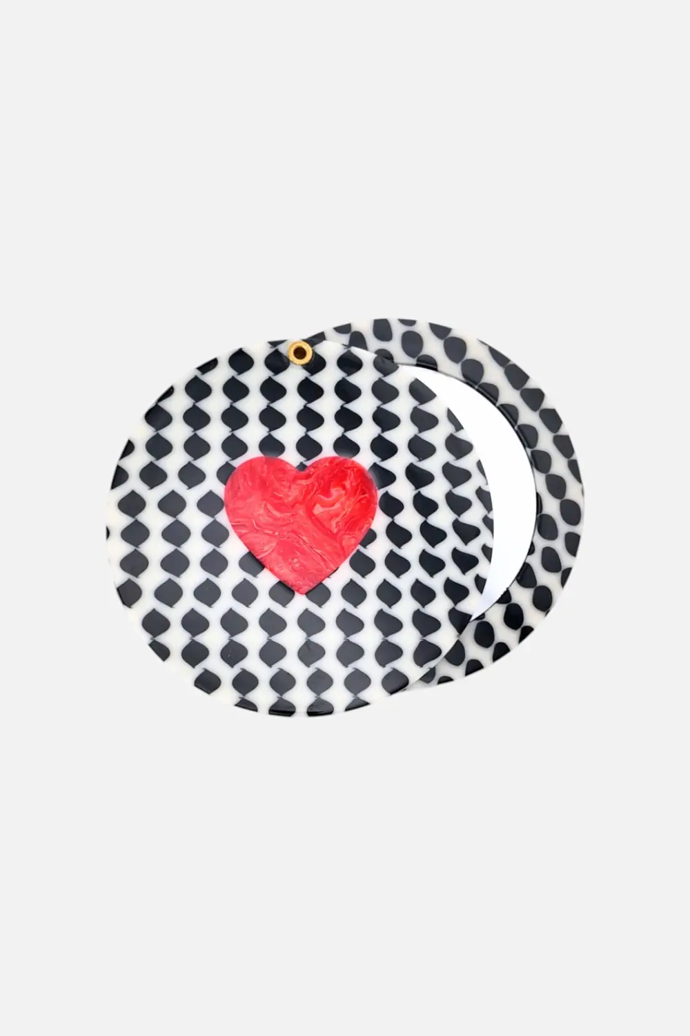 Solar Eclipse Polka Dot Heart Compact Mirror 1