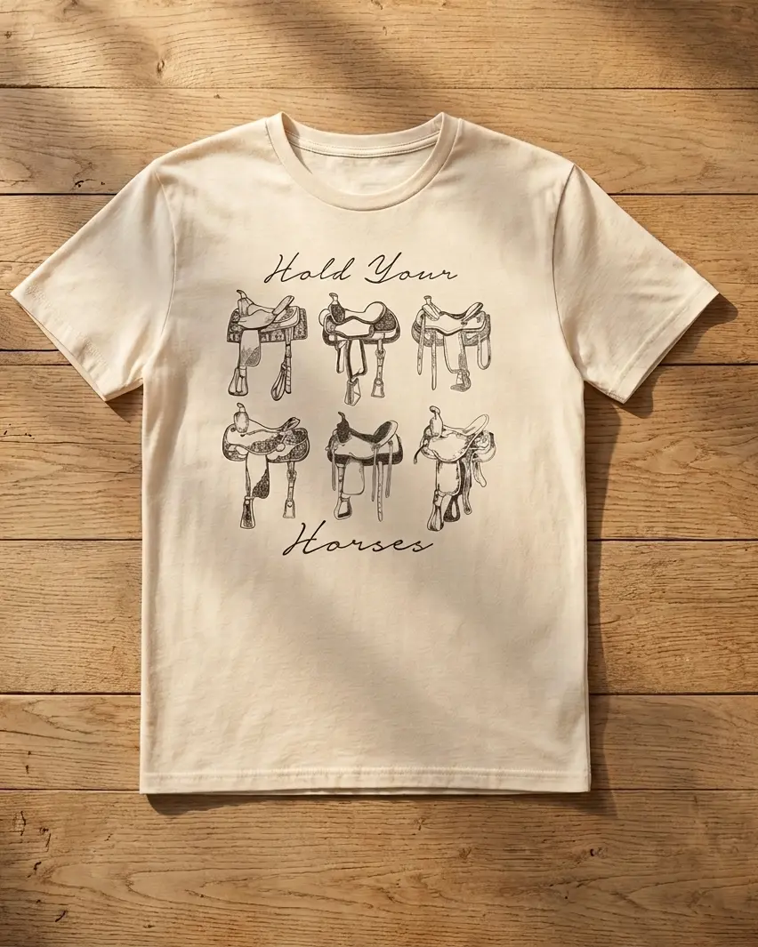 Hold Your Horses Saddle Tee Shirt 1