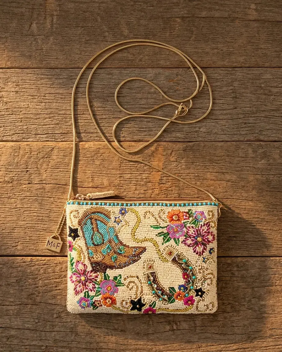 Western "On The Range" Hand-Beaded Purse 1