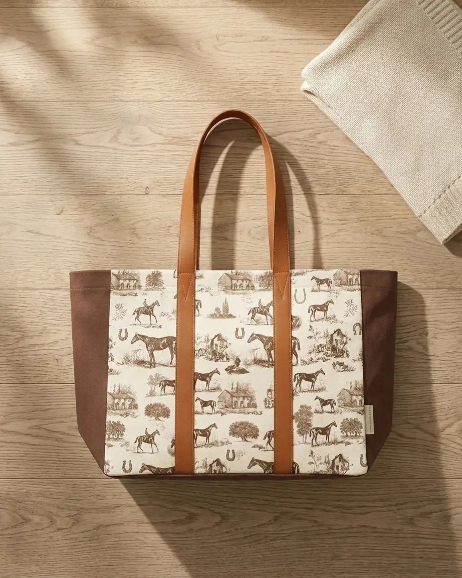 Bridlewood Horse Toile Tote Bag 1