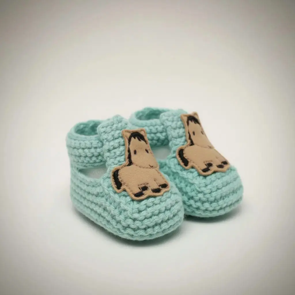 Pony Booties Hand-Knit (Mint) 1