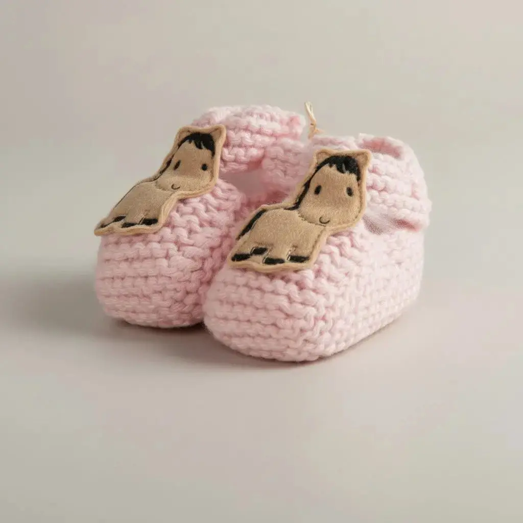 Pony Booties Hand-Knit (Pink) 1