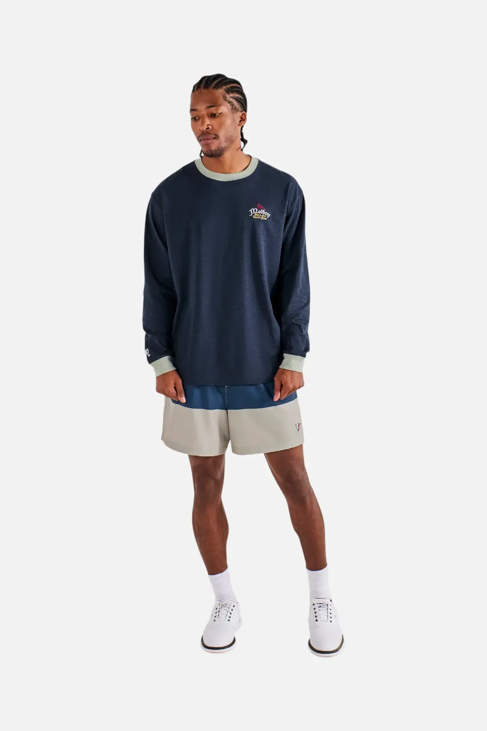 Malbon Golf Men's Port Ringer Tee In Navy 1