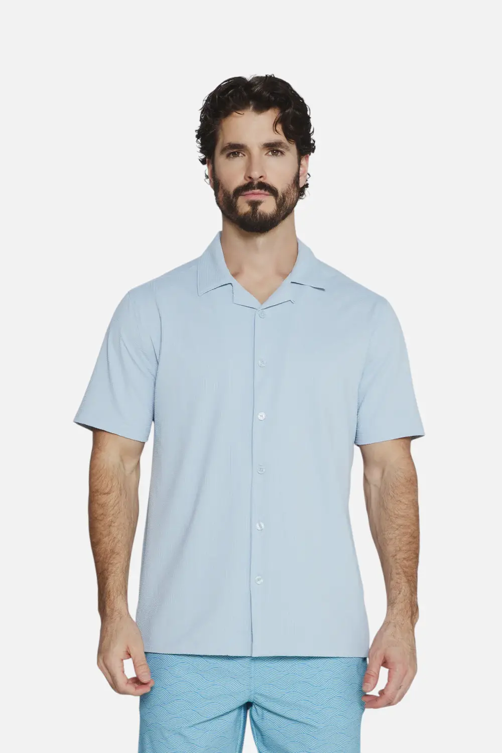 7 Diamond Sutherland Camp Shirt In Powder Blue 1
