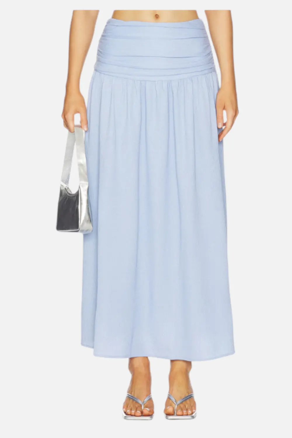 Minkpink Luna Yoke Detail Maxi Skirt In Powder Blue 1