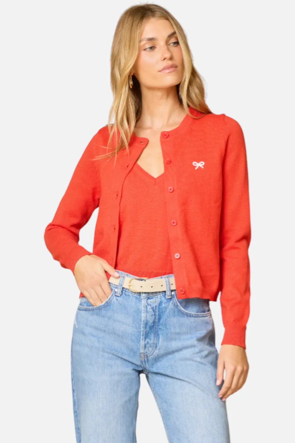 Stitches + Stripes Racine Cardigan In Picante Combo 1