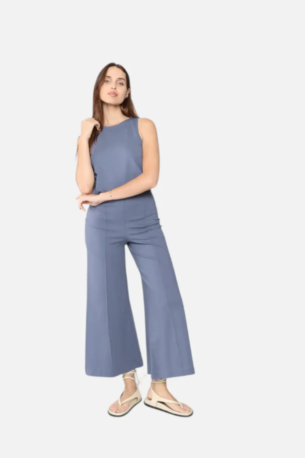 Ripley Raider Ponte Knit Cropped Wide Leg In Sea Blue 1