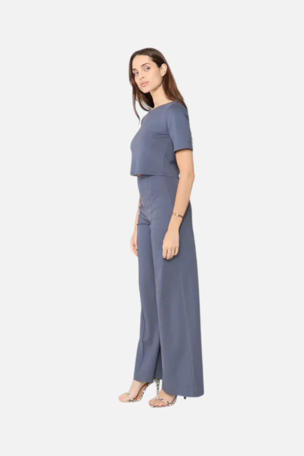 Ripley Raider Ponte Knit Long Wide Leg Pants In Sea Blue 2