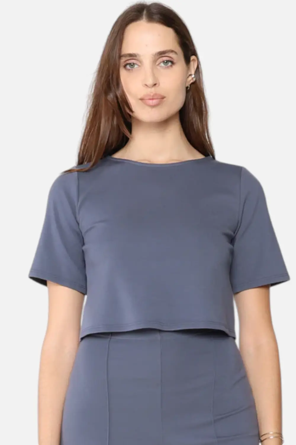 Ripley Raider Ponte Knit Short Sleeve Top In Sea Blue 1
