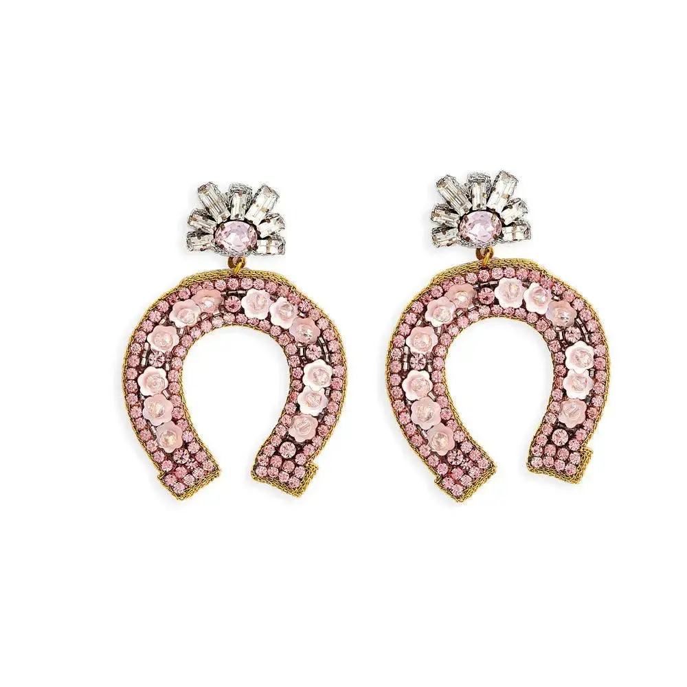 Rose Quartz Horseshoe Earrings 1