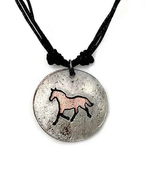 Rustic Horse Cutout Pewter Necklace 1