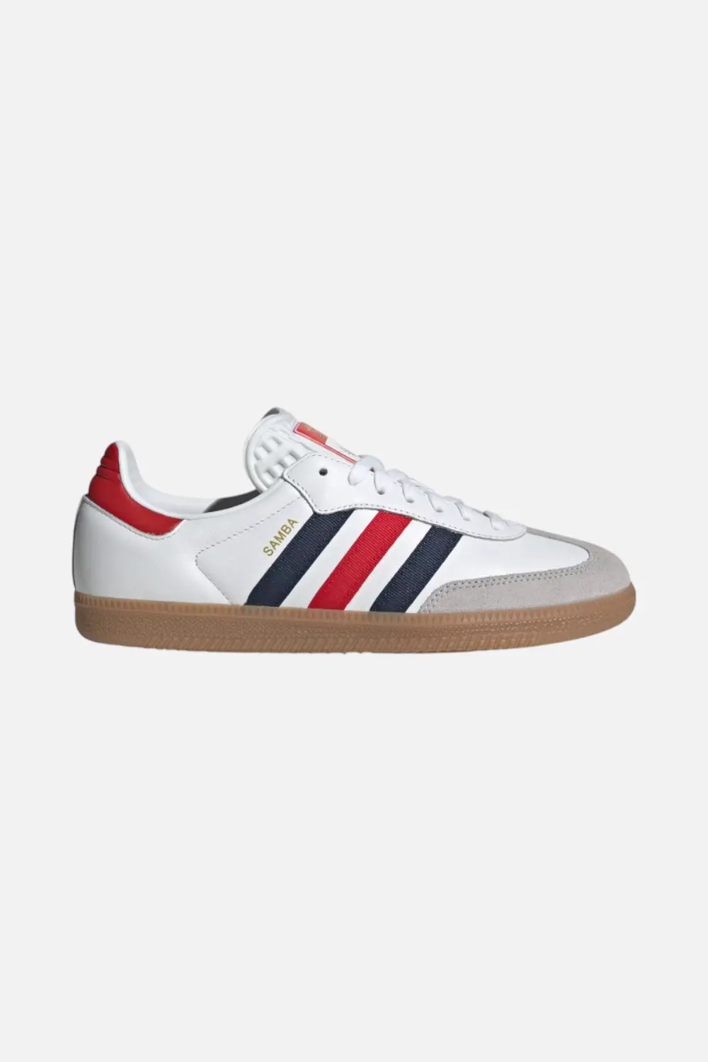Adidas Samba Og Shoe In Cloud White, Night Indigo, And Better Scarlet 1