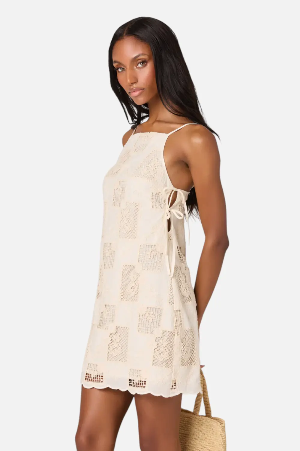 Astr The Label Samira Embroidered Eyelet Mini Dress In Natural 2