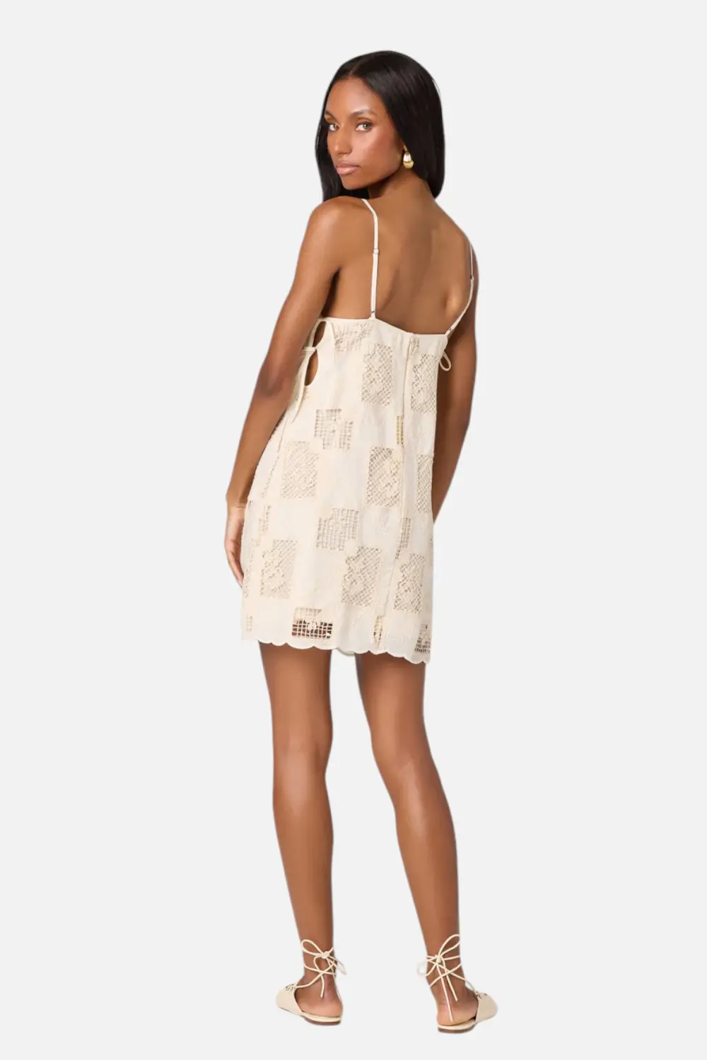 Astr The Label Samira Embroidered Eyelet Mini Dress In Natural 4