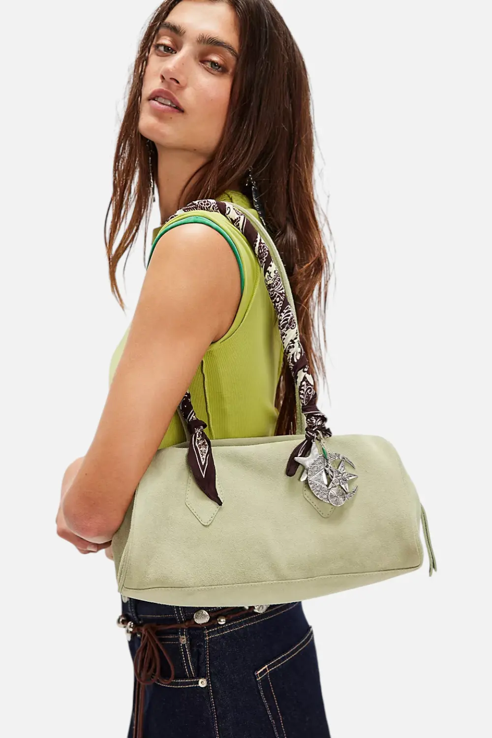 Free People Sierra Suede Shoulder Bag In Sage 1