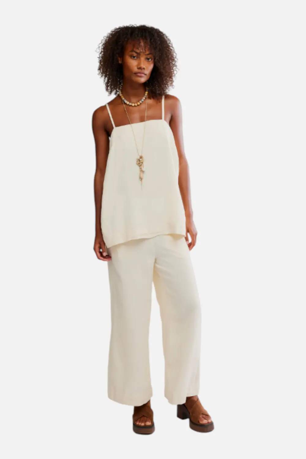 Free People Women's Sightseer Linen Set In Tea Cookie 1