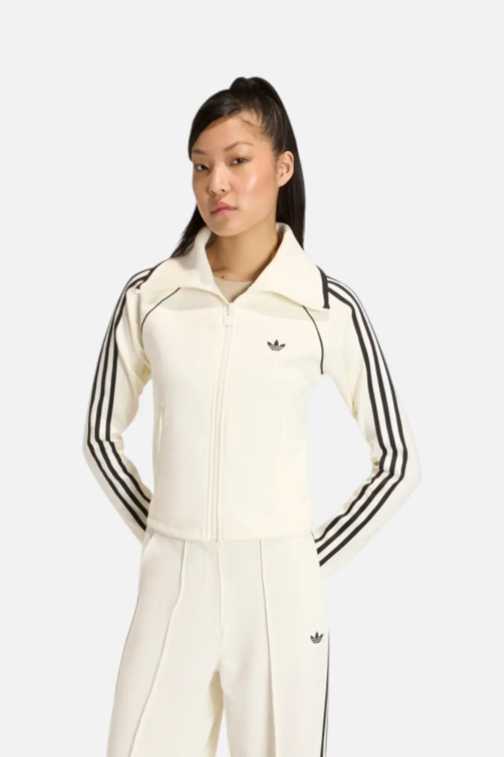 Adidas Women's Slim Fitted Firebird Track Top In Off White 1