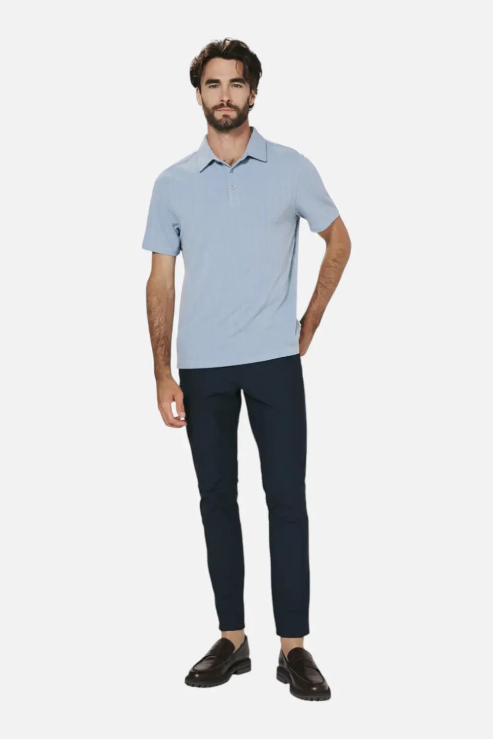 7 Diamonds Men's Solaro Polo In Dusty Blue 1