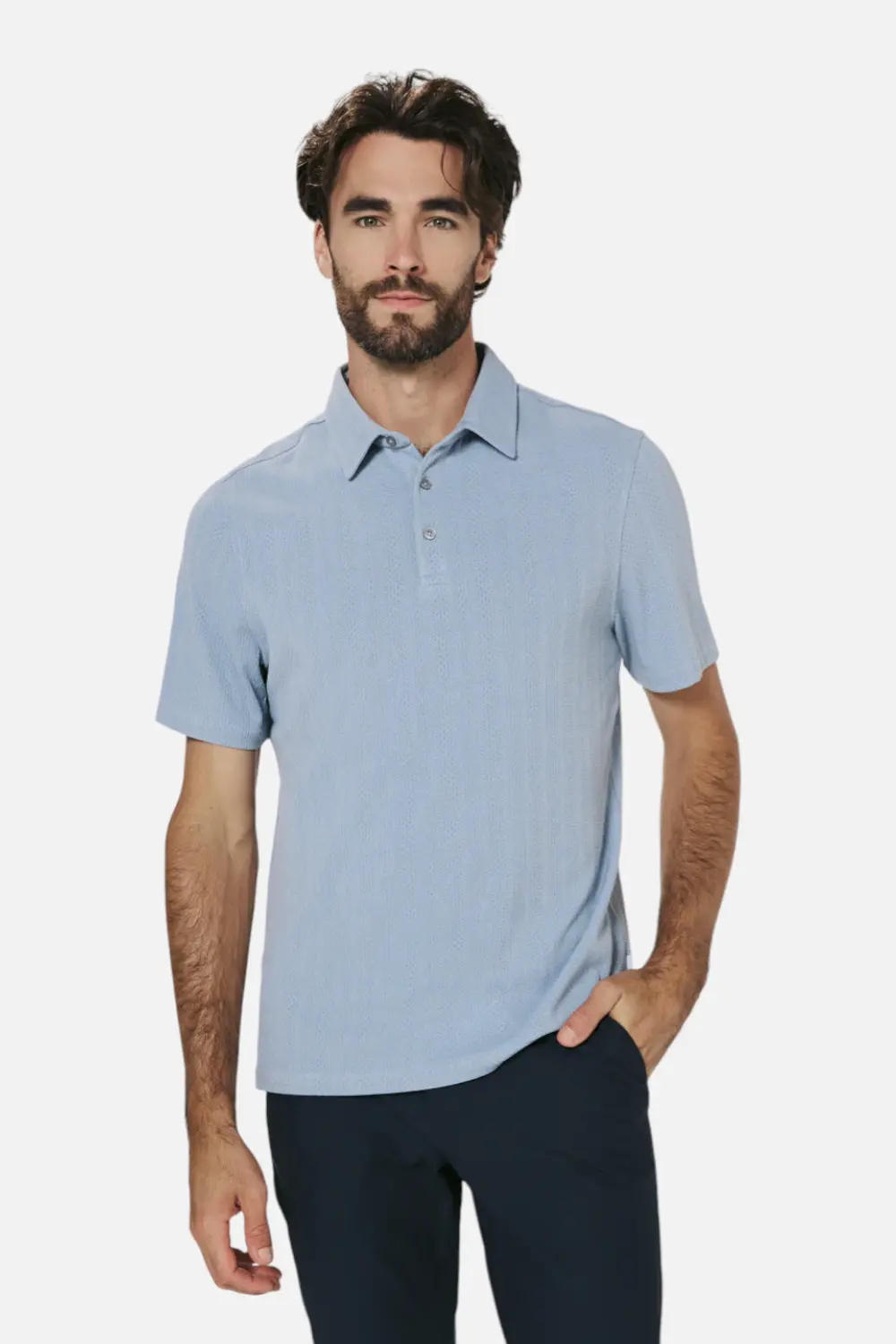 7 Diamonds Men's Solaro Polo In Dusty Blue 2