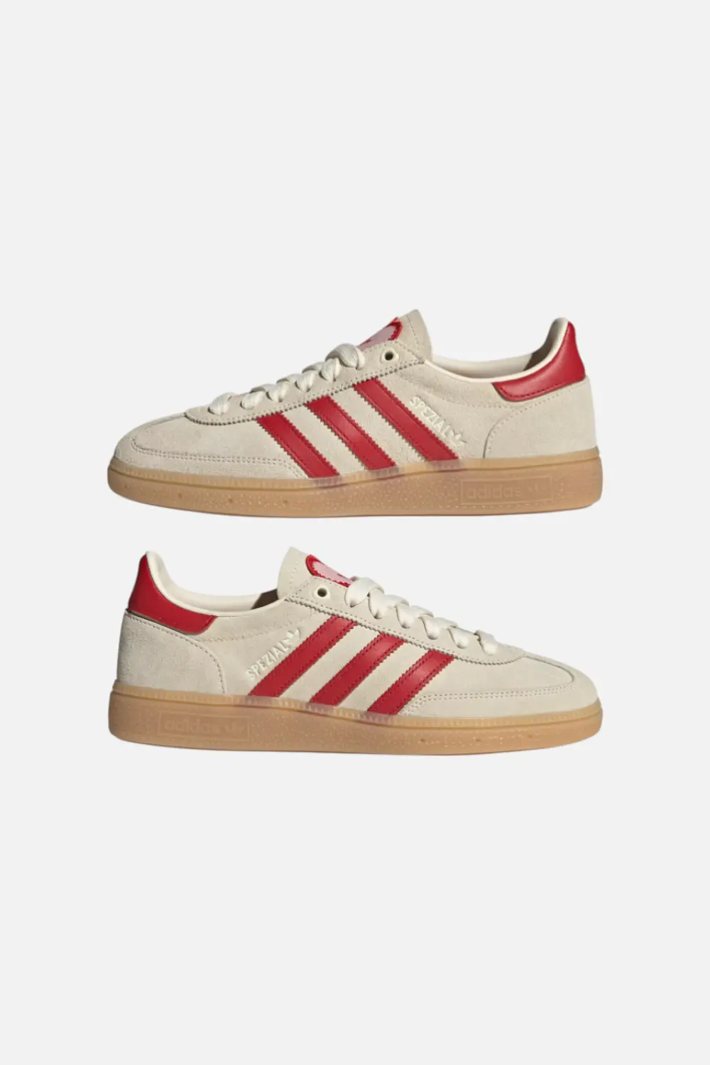 Adidas Women's Handball Spezial In Cream White, Better Scarlet, And Sandy Pink 4