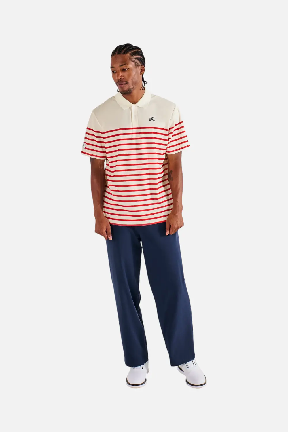 Malbon Golf Men's Fairway Spinnaker Polo In Tofu And Red 1