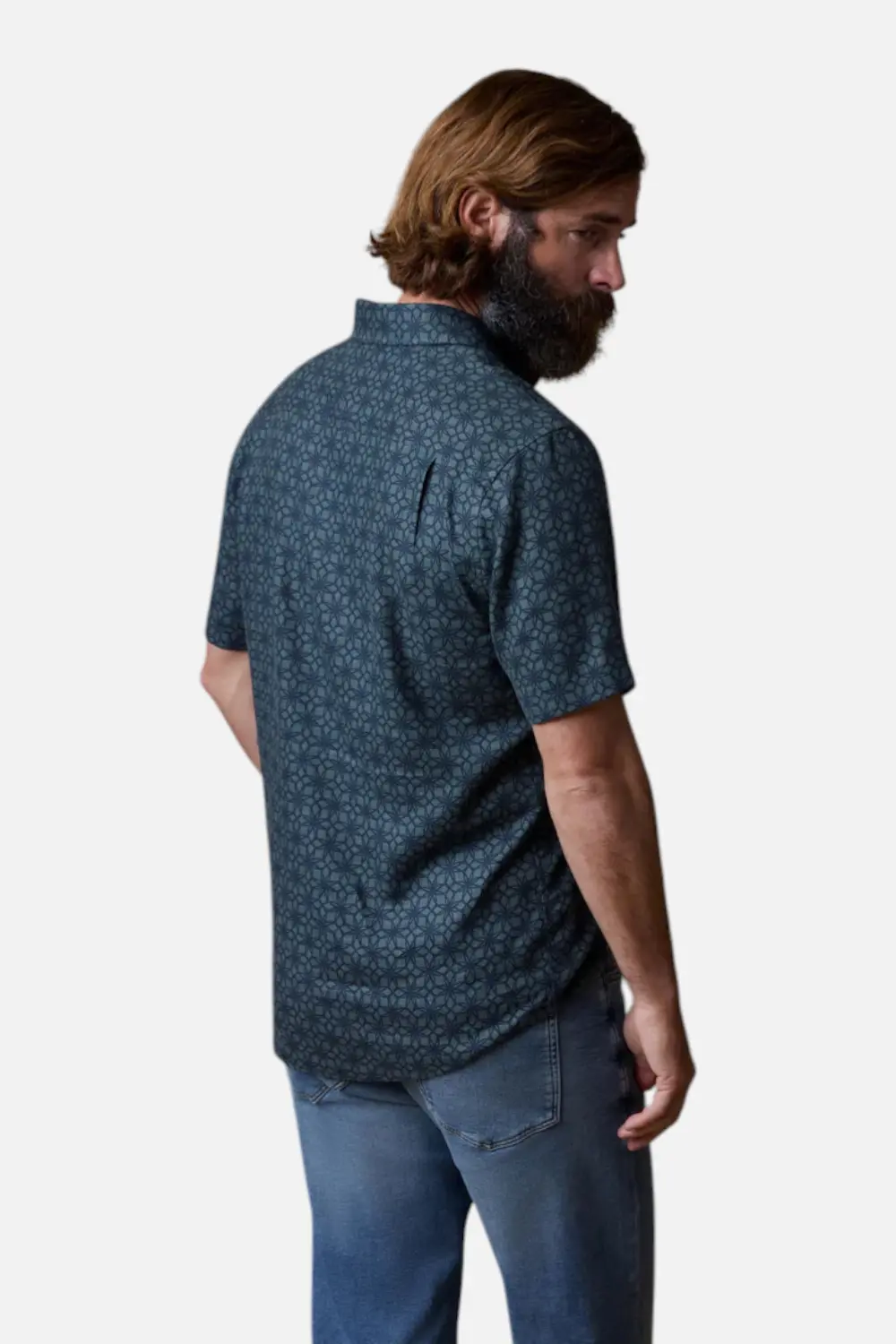 Faherty Short Sleeve Breeze Shirt Spruce Lotus Tile 3