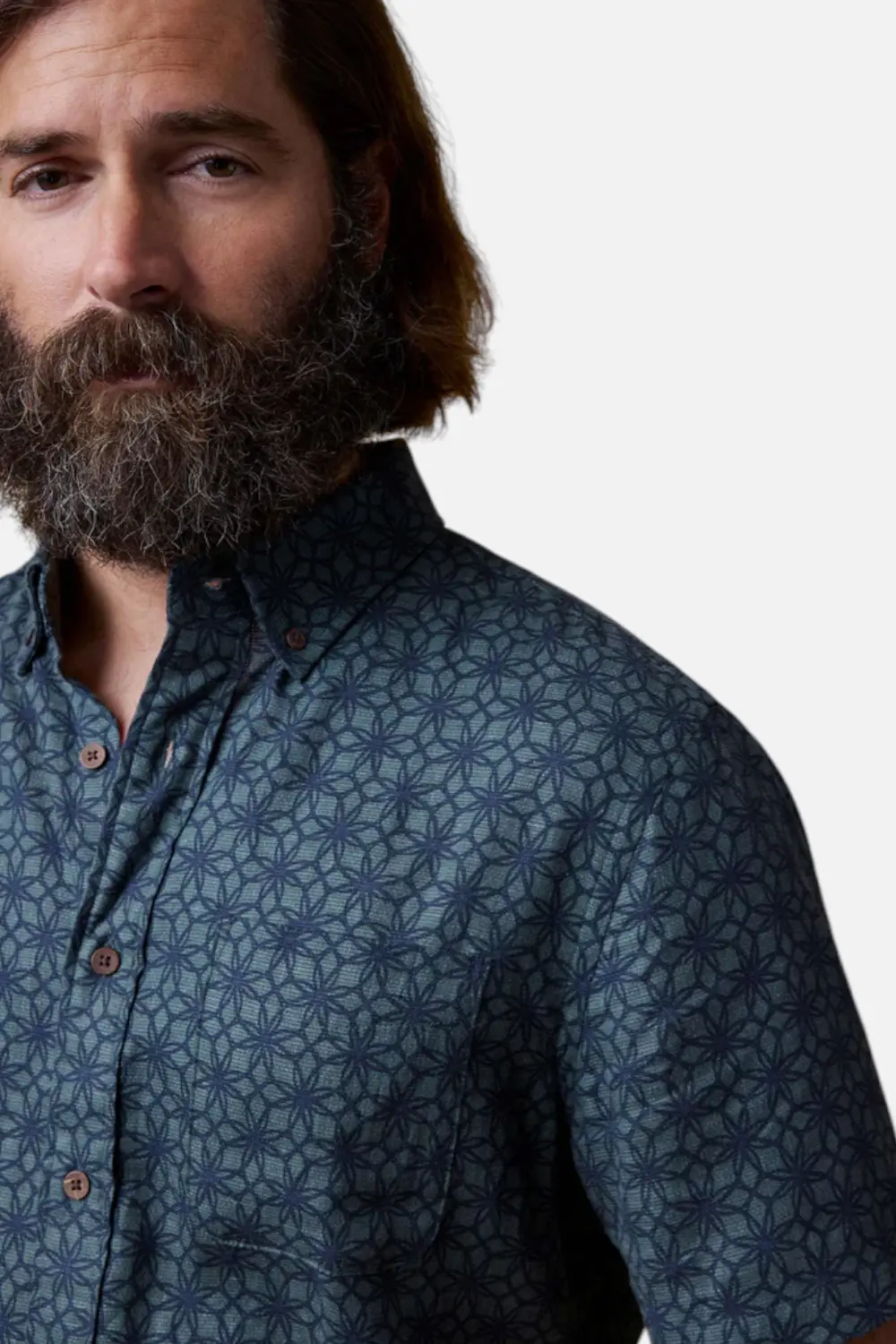 Faherty Short Sleeve Breeze Shirt Spruce Lotus Tile 4