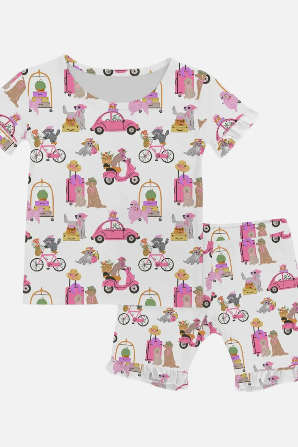 Goosies Short Sleeve Shirt And Ruffle Shorts In Puppy Chic 1