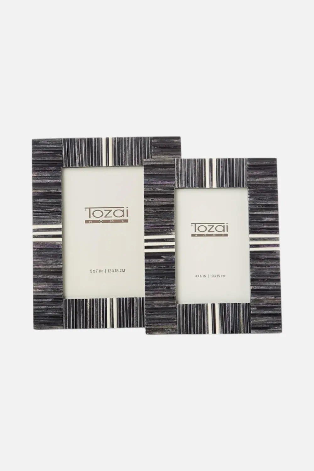 Two's Company Stacks And Stripes Grey Photo Frame 1
