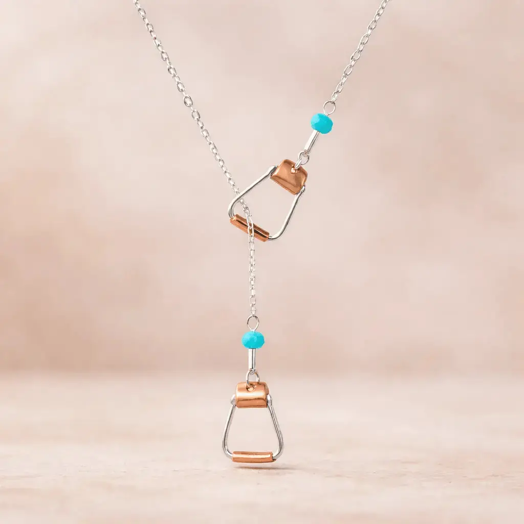 Stirrup Aqua Bead Necklace 1