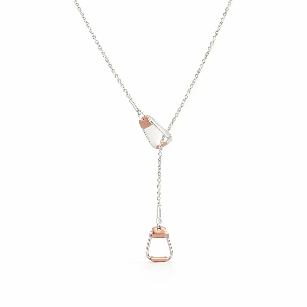 Stirrup Lariat Necklace With Copper Tones 1