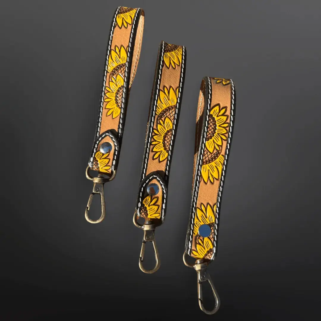 Sunflower Western Leather Keychain 1
