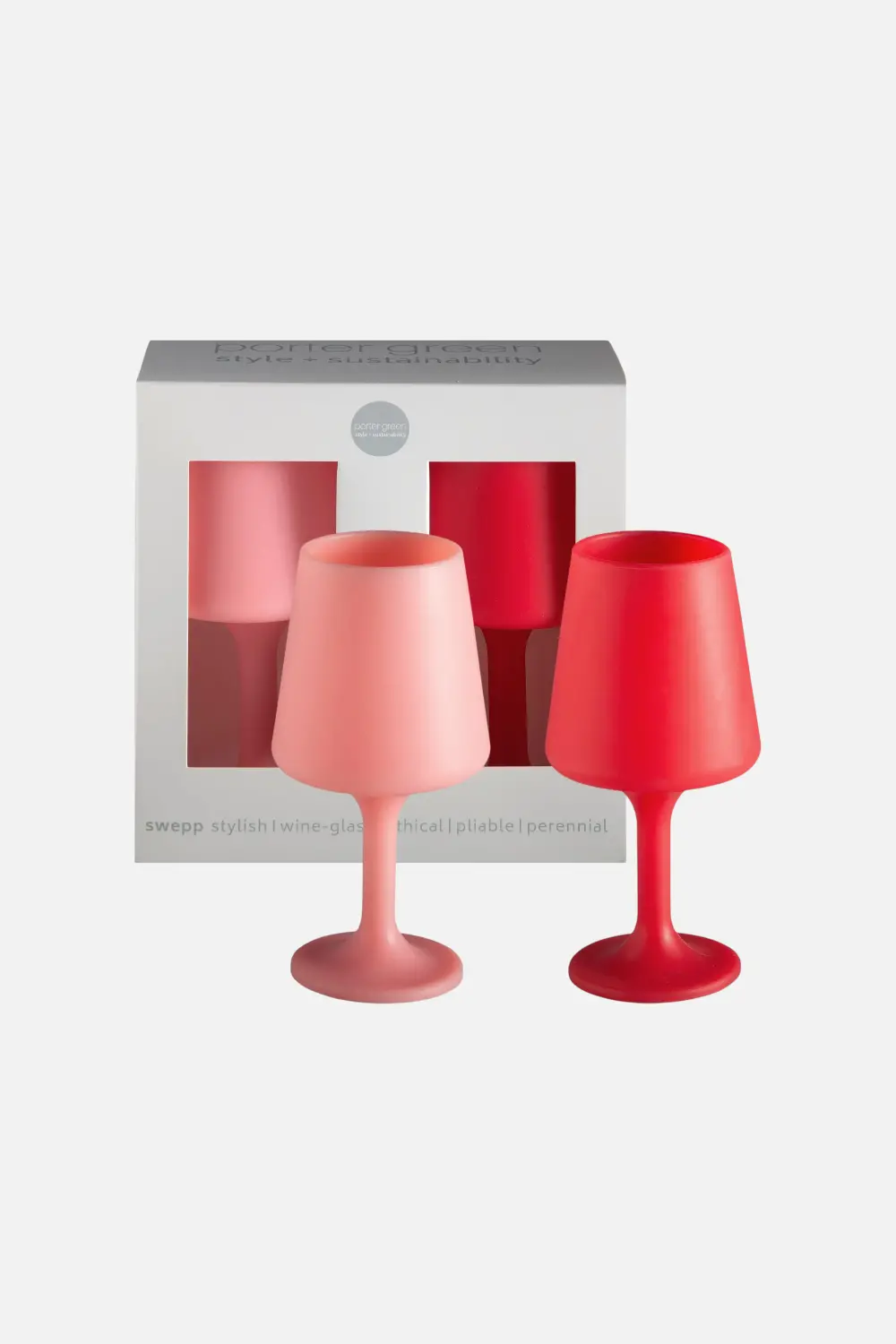 Porter Green Swepp Silicone Unbreakable Wine Glass In Cherry & Blush 1