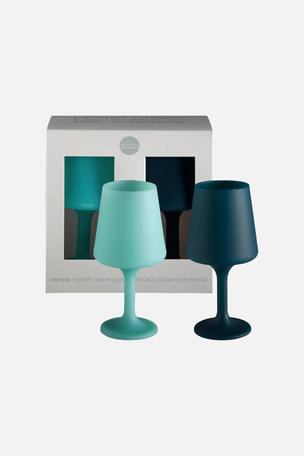 Porter Green Swepp Silicone Unbreakable Wine Glasses Mist & Ink 1