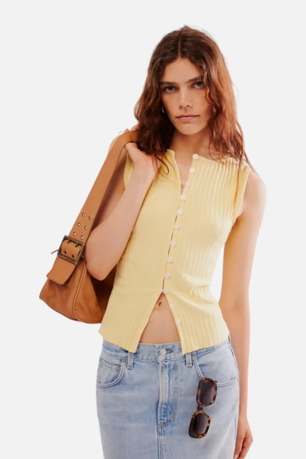 Free People Tilly Vest In Mellow Yellow 1