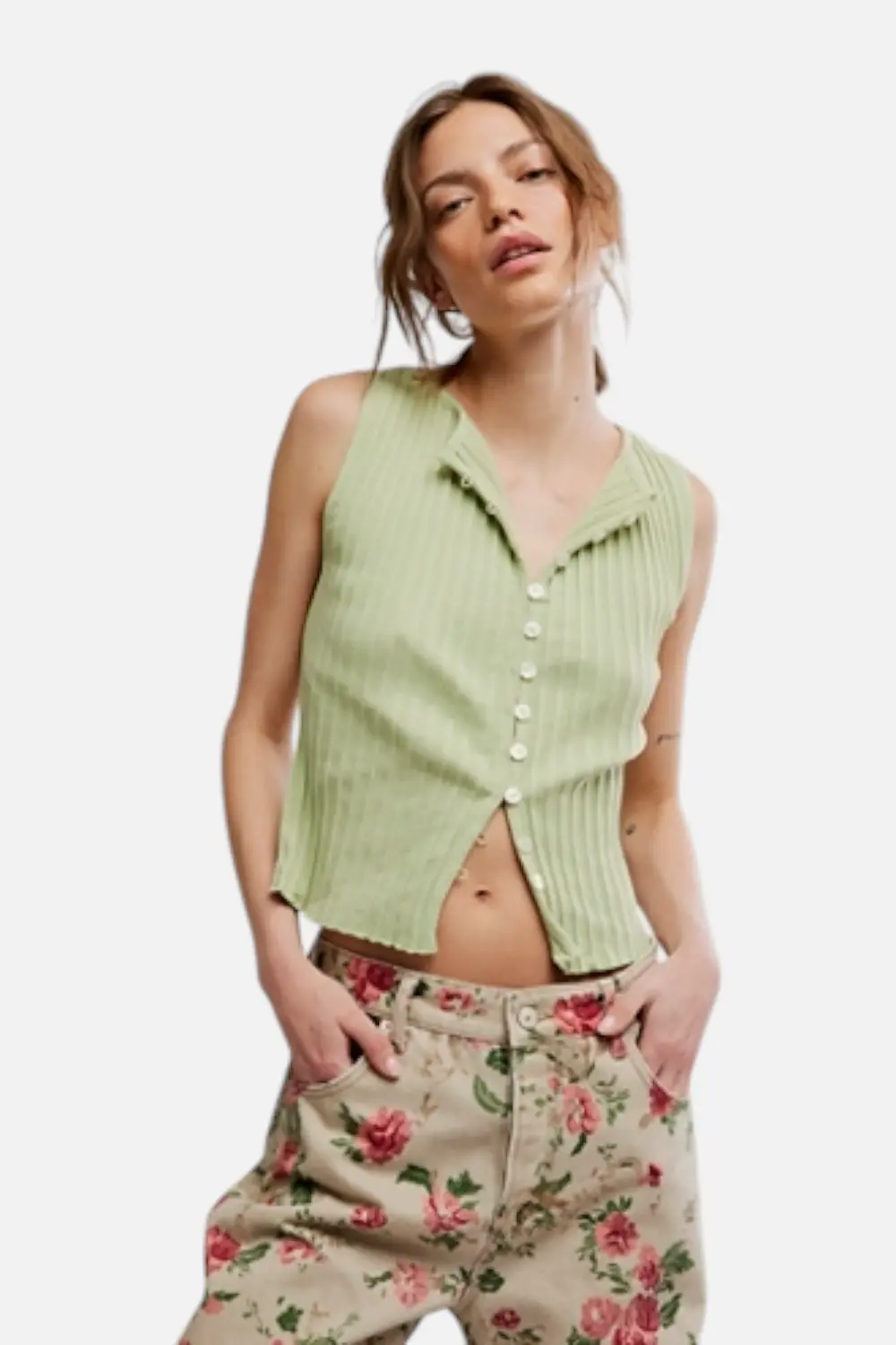 Free People Tilly Vest In Weeping Willow 1