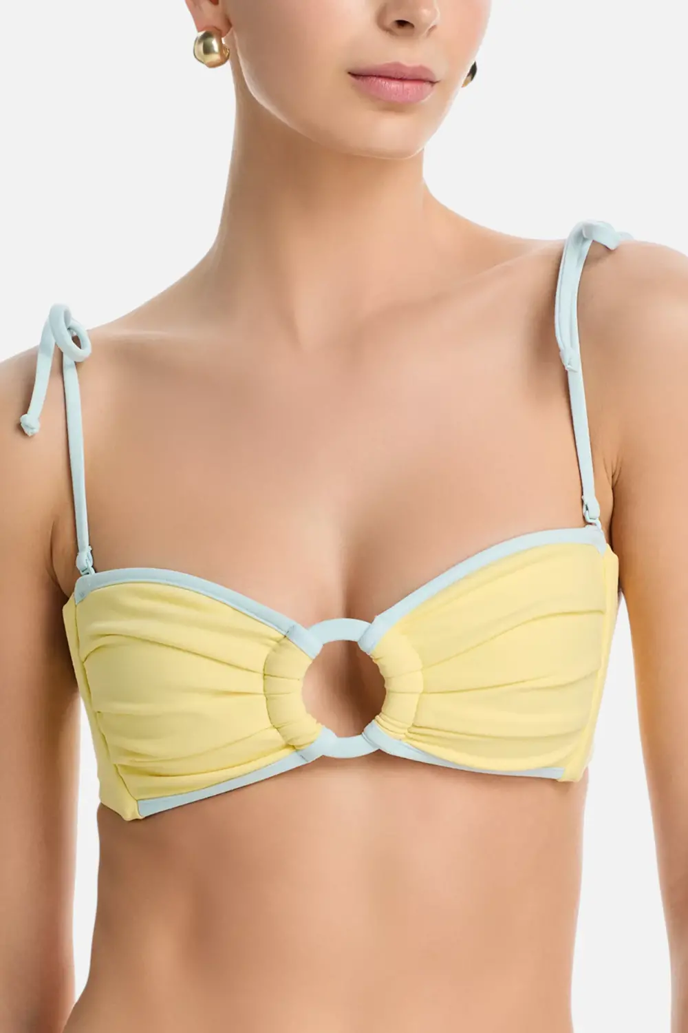 Montce Women's Binded Tori Ties Bandeau Bikini Top In Sunshine 1