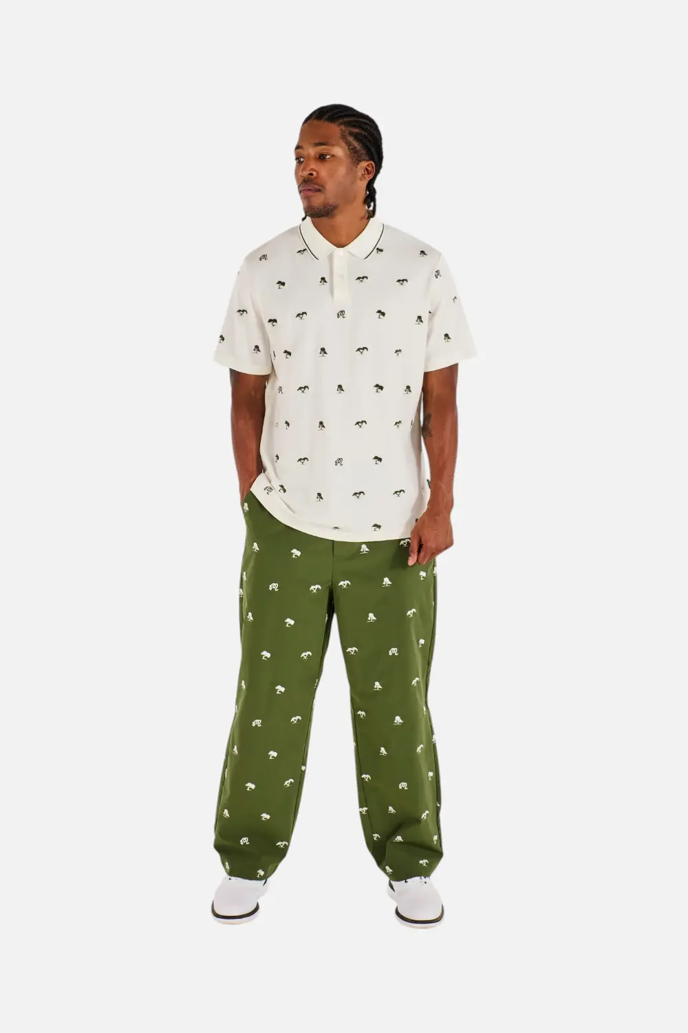 Malbon Golf Men's Torrey Pines Polo In Egret 1