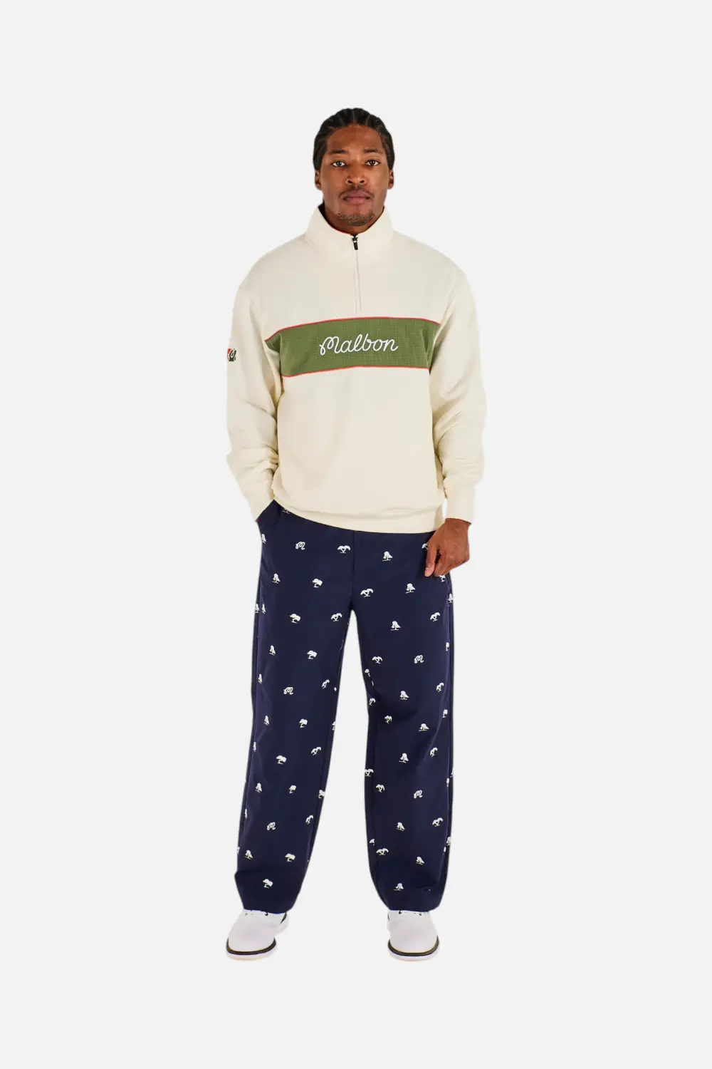 Malbon Golf Men's Torrey Pines Sweatshirt In Egret 1