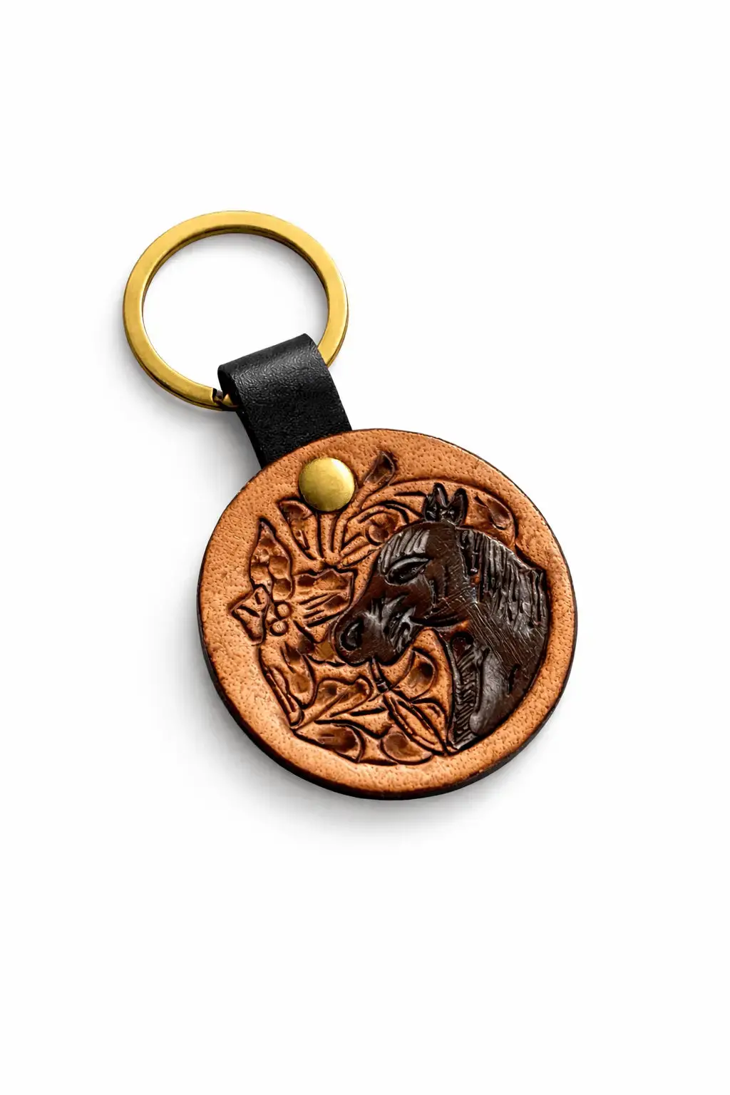 Trail Horse Hand Tooled Key Fob 1