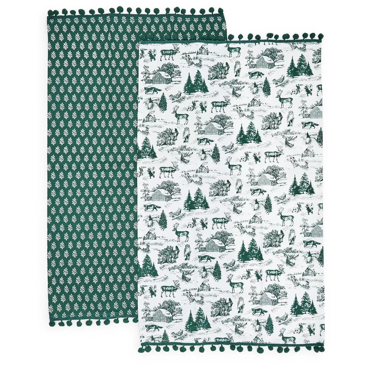 Green Forest Christmas Dish Towel Set Of 2 1