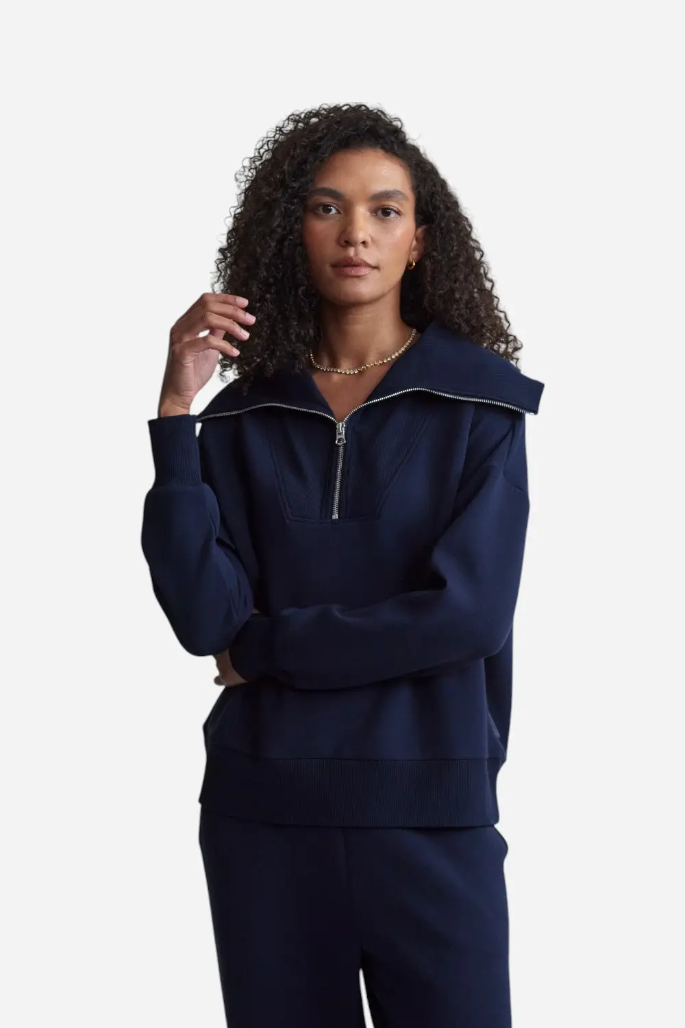 Varley Catherine Half-Zip Sweat In Navy 1