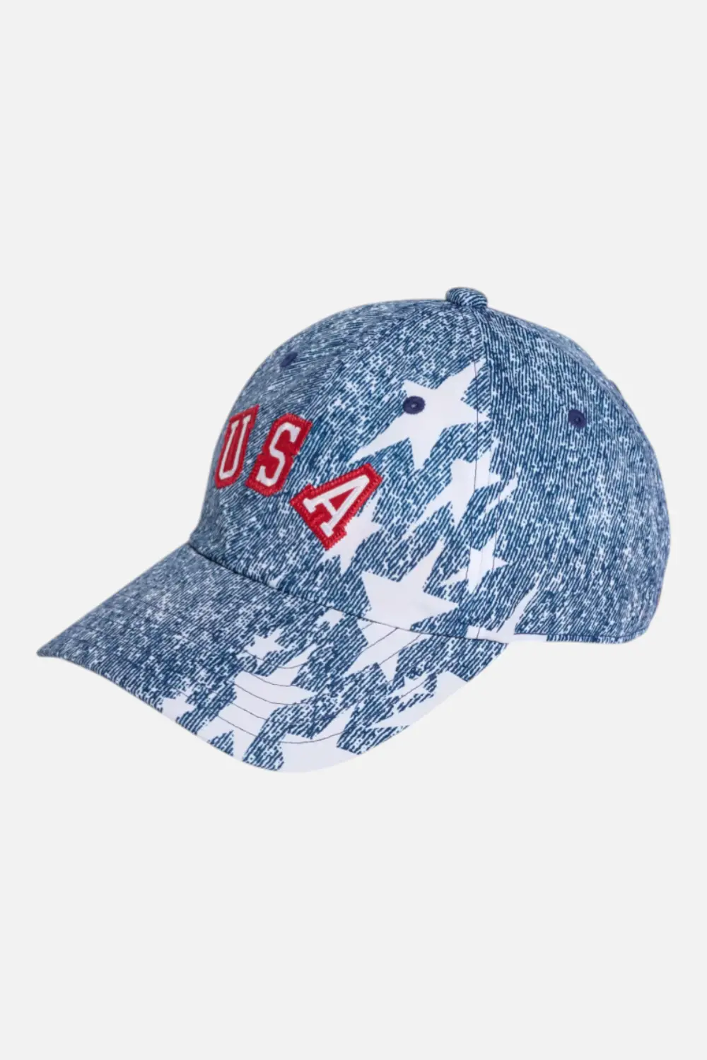 Adidas Men's Usa Denim Graphic Cap In White, Blue, And Power Red 1