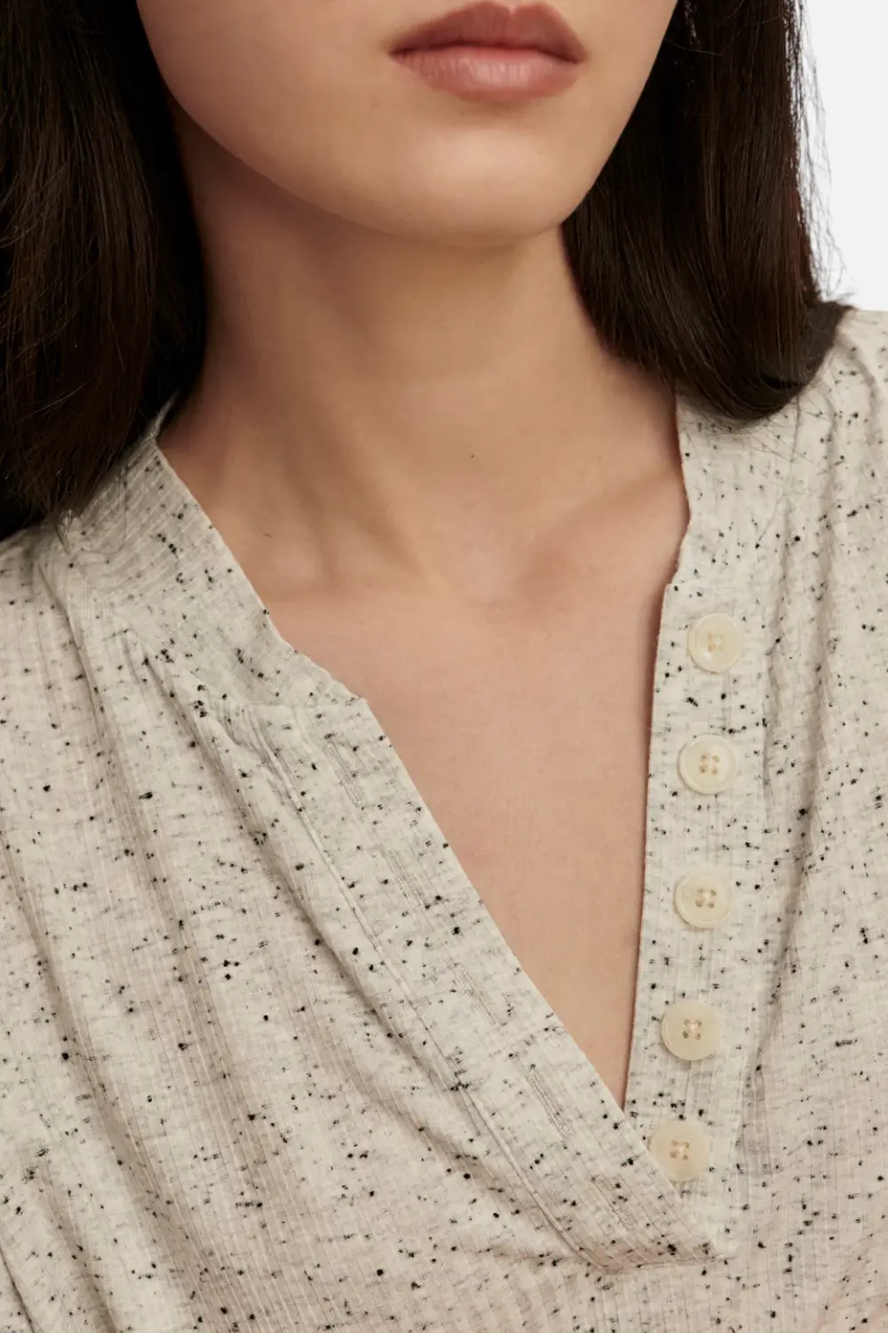 Varley Odette Mock Placket Tee In Egret 3