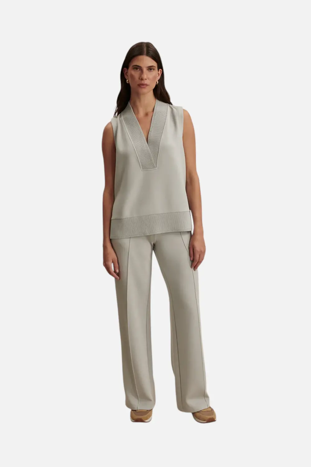 Varley Freida V Neck Tank In Blue Clay 1