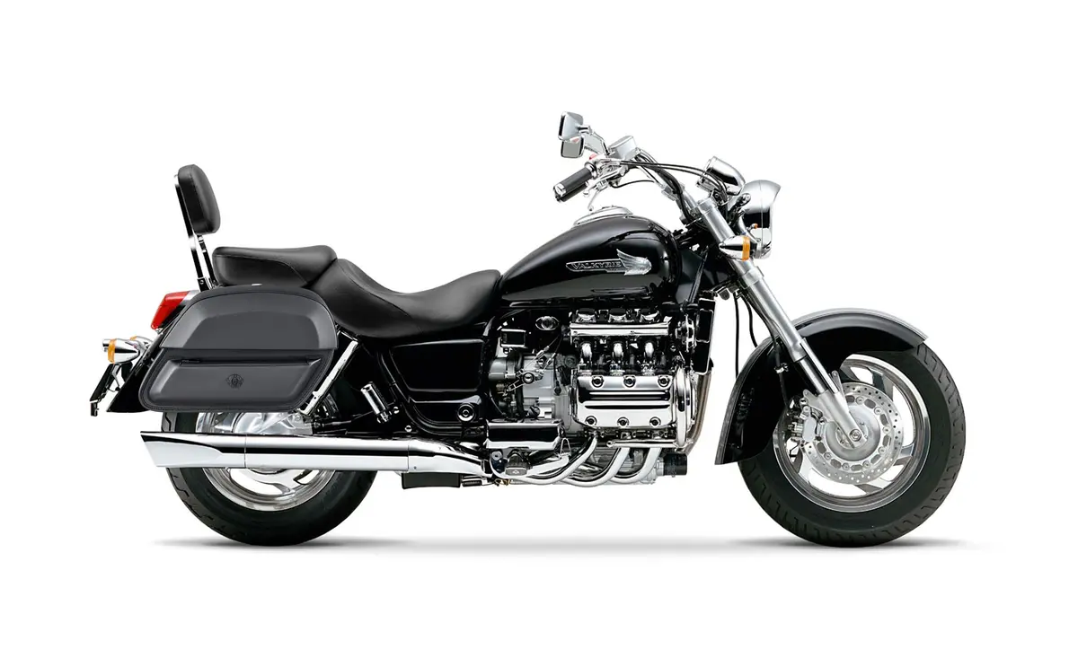 28L - Pantheon Medium Hard Mount Honda Valkyrie 1500 Standard Leather Motorcycle Saddlebags 2