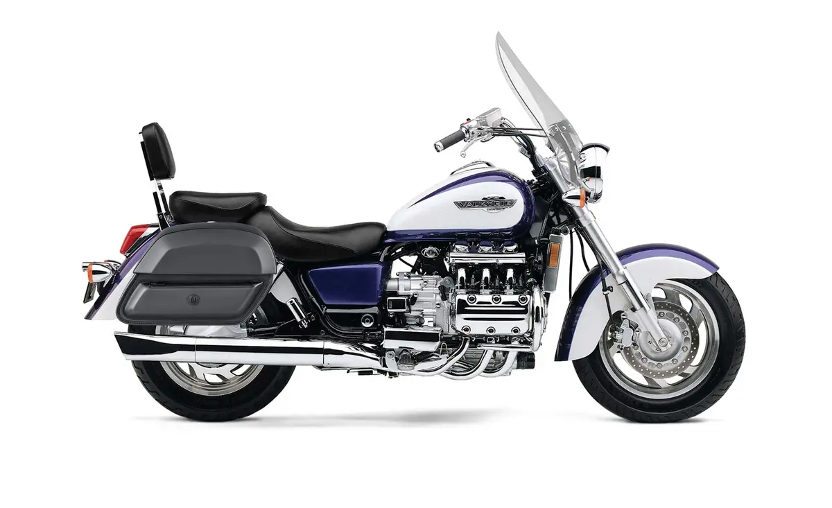 28L - Pantheon Medium Hard Mount Honda Valkyrie 1500 Tourer Leather Motorcycle Saddlebags 2